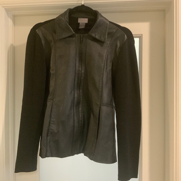 Sigrid Olsen Leather/Silk/Cotton Sweater/Jacket, Size S - Picture 1 of 4